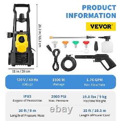 Electric Pressure Washer 2000 PSI 1.76 GPM Power Washer with 30 ft Hose Cleaner