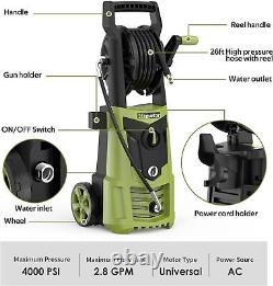 Electric Pressure Washer 4000PSI 2.8GPM with Nozzle Set, Power Washer Hose Reel
