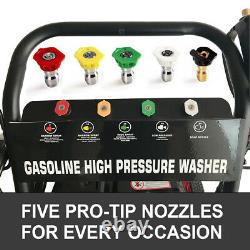 Gas Pressure Washer 4800PSI 7HP Gas 196cc 4-Stroke Nozzles with Power Spray Gun