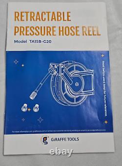 Giraffe Tools Pressure Washer Hose Reel 1/4 x 60 ft Retractable 4000 PSI Max