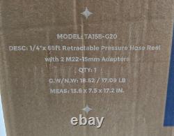 Giraffe Tools Pressure Washer Hose Reel 1/4 x 60 ft Retractable 4000 PSI Max