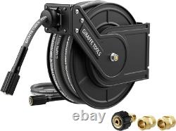 Giraffe Tools Retractable Power Pressure Washer Hose Reel 1/4 x 60 ft, 4000PSI
