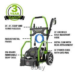 GreenWorks 2000 PSI 1.2 GPM 14 AMP Electric Pressure Washer with 25FT Hose