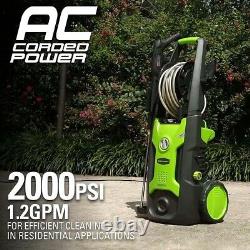 GreenWorks 2000 PSI Electric Pressure Washer 1.2 GPM 13 Amp 25Ft Hose 4 Nozzles