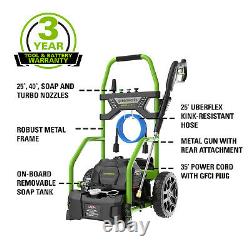 GreenWorks 2000 PSI Electric Pressure Washer 1.2 GPM 14 AMP with 25Ft Hose Reel