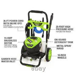 GreenWorks Pro 2300PSI Electric Pressure Washer 2.3GPM 14Amp 25Ft Hose 35Ft Cord