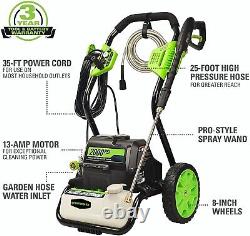 Greenworks 2000 PSI 1.2 GPM Electric Pressure Washer 25Ft Hose 35Ft Cord 4 Nozzl