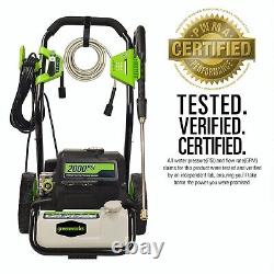Greenworks 2000 PSI 1.2 GPM Electric Pressure Washer 25Ft Hose 35Ft Cord 4 Nozzl