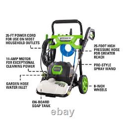 Greenworks 2000 PSI Corded Electric Pressure Washer 1.2 GPM 25Ft Hose 14Amp