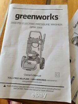 Greenworks 2000 PSI Electric Pressure Washer GPW 2006 Garage Kept E/C WithBox, Etc