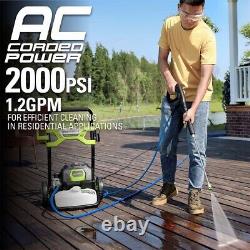 Greenworks 2000psi Electric Pressure Washer 1.2 GPM with 25Ft Hose 35Ft Cord