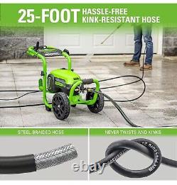 Greenworks Pro 3000 Psi Electric Pressure Washer GPW3001 25Ft Hose 35Ft Cord 5No