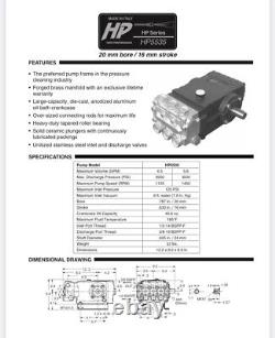 HP5535 3500PSI 5.5 GPM Triplex Pressure Washer Pump w Plumbing Kit (Belt Driven)