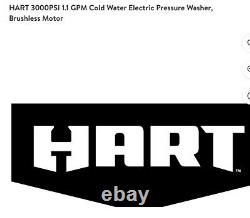 Hart 3000PSI 1.1 GPM Cold Water Electric Power Washer, Brushless Motor