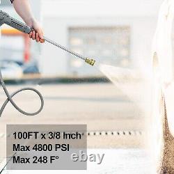 Heliwoo 100FT 4800PSI Pressure Washer Hose 3/8 Kink Resistant Wire Power Hose