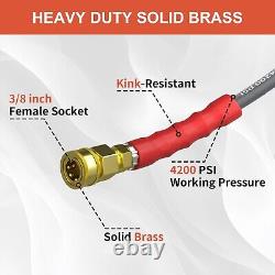 Heliwoo 100FT 4800PSI Pressure Washer Hose 3/8 Kink Resistant Wire Power Hose