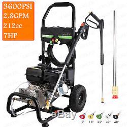 Homdox 3600 PSI 2.8 GPM Cold Water 212CC 8HP Gas Power Pressure Washer (Best!)