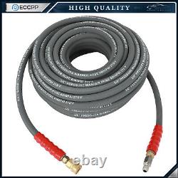 Hot Water Pressure Washer Hose 3/8 x 100ft 6000 psi Non-Marking 2-Braid R2 Gray