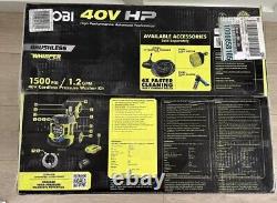 NEW RYOBI 40V HP Whisper Series 1500 PSI Pressure Washer (2) Batteries & Charger
