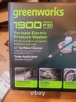 New Greenworks 1900 PSI 1.2 GPM Electric Pressure Washer Combo Kit Green