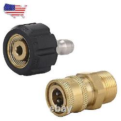 Pressure Washer Hose Connector Adapter Set Quick Connect Gun to Wand M22 to 1/4