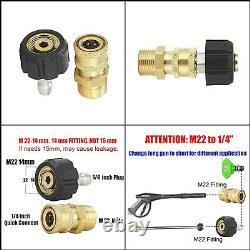 Pressure Washer Hose Connector Adapter Set Quick Connect Gun to Wand M22 to 1/4