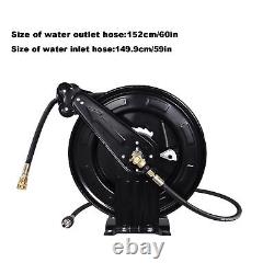 Pressure Washer Hose Reel 100ft with Swivel Arm, 3/8 NPT Outlet Pipe, 4000 PSI