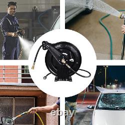 Pressure Washer Hose Reel 100ft with Swivel Arm, 3/8 NPT Outlet Pipe, 4000 PSI