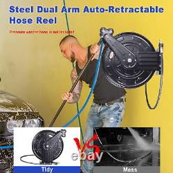 Pressure Washer Hose Reel 50 FT with Swivel Arm 3/8 NPT Outlet Pipe, 4000 PSI