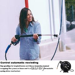 Pressure Washer Hose Reel 50ft with Swivel Arm, 3/8 NPT Outlet Pipe, 4000 PSI