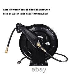 Pressure Washer Hose Reel 50ft with Swivel Arm, 3/8 NPT Outlet Pipe, 4000 PSI