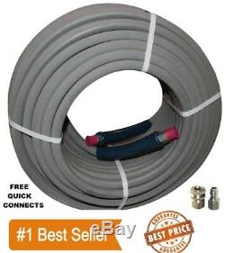 Pressure Washer Parts 100 ft foot 3/8 Gray Non-Marking 4000psi Pressure Hose QC