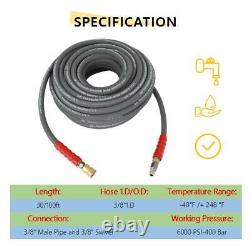 Pressure Washer Parts Hose 6000 PSI 100 FT 2 Wire Braid Gray Non-Marking New