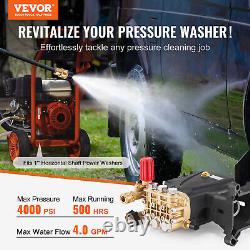 Pressure Washer Pump 1 Shaft Horizontal Triplex Plunger 4000 PSI 4.0GPM