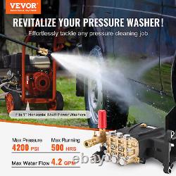 Pressure Washer Pump 1 Shaft Horizontal Triplex Plunger 4200 PSI 4.2GPM