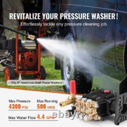 Pressure Washer Pump 1 Shaft Horizontal Triplex Plunger 4300 PSI 4.4GPM