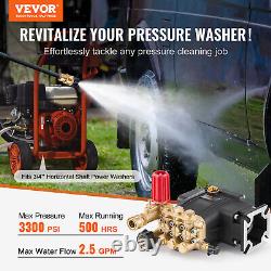 Pressure Washer Pump 3/4 Shaft Horizontal Triplex Plunger 3300 PSI 2.5GPM