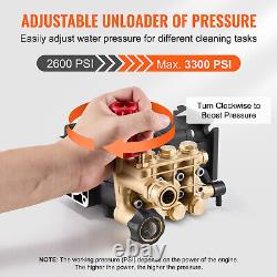 Pressure Washer Pump 3/4 Shaft Horizontal Triplex Plunger 3300 PSI 2.5GPM