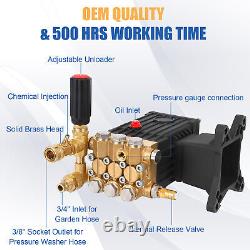 Pressure Washer Pump 4000PSI 4.4GPM 1 Shaft Horizontal Triplex Plunger Power