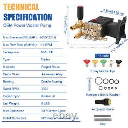 Pressure Washer Pump 4000PSI 4.4GPM 1 Shaft Horizontal Triplex Plunger Power