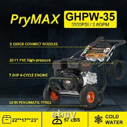 PryMAX High Pressure Washer Gas 7HP, 3500 PSI, 2.8 GPM, 5 Nozzles, 20FT Hose