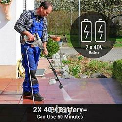 ROCKPALS Cordless Pressure Washer Gun 2 x 40V Batteries Max 870 PSI Power Was