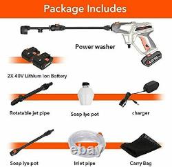 ROCKPALS Cordless Pressure Washer Gun 2 x 40V Batteries Max 870 PSI Power Was