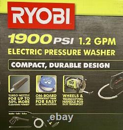 RYOBI 1900 PSI 1.2 GPM Cold Water Wheeled Electric Pressure Washer