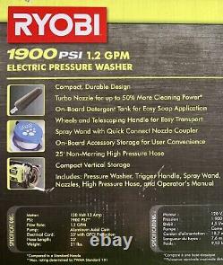 RYOBI 1900 PSI 1.2 GPM Cold Water Wheeled Electric Pressure Washer