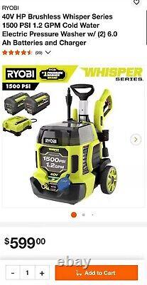 RYOBI 40V HP Brushless Pressure Washer 1500 PSI 1.2 GPM Cold Water Kit