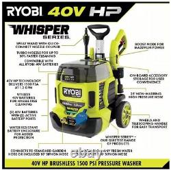RYOBI 40V HP Brushless Pressure Washer 1500 PSI 1.2 GPM Cold Water Kit