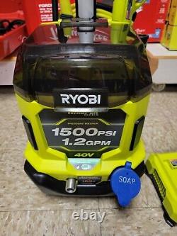 RYOBI Electric Pressure Washer 40V HP 1500 PSI Cold Water 4ah Batteries Charger