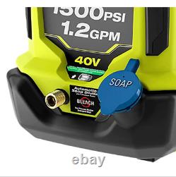 RYOBI Electric Pressure Washer 40V HP 1500 PSI Cold Water Batteries Charger