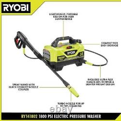 Ryobi 1800 Max PSI 1.2 GPM Cold Water Electric Pressure Washer Compact Cleaner